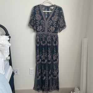 Wild Honey Navy Blue Lace Maxi Dress